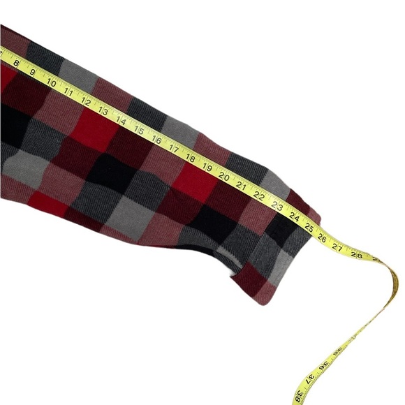Eddie Bauer red black gray flannel button down long sleeve fleece shirt size XL - Picture 8 of 9
